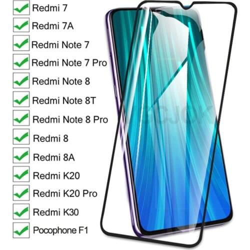 9D Full Protective Glass On The For Xiaomi Redmi 8 7 7A 8A K20 K30 Redmi Note 8 8T 7 Pro Pocophone F1 Tempered Screen Glass Film