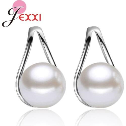 Exquisite 925 Sterling Silver Freshwater Pearl Jewelry for Women Brides Wedding Engagement Costume Stud Earrings Pendientes