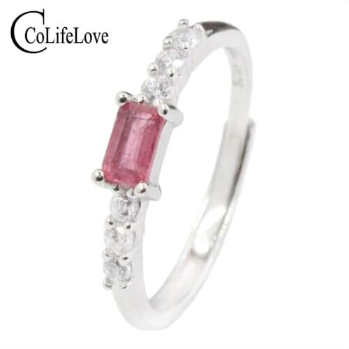 CoLife Jewelry natural pink tourmaline ring 3*5mm tourmaline silver ring 925 silver tourmaline jewelry engagement ring for girl