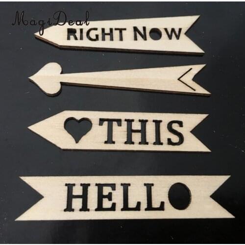 50pcs DIY Wooden Crafts Handicraft Arrow Signs Die Cutting Wood Embellishment for Scrapbooking Wedding Home Party Decoration
