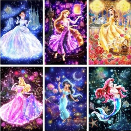 Disney 5D Diy Diamond Painting Cartoon Princess Diamond Embroidery Full Square/Round Mosaic Home Decor Cross Stitch Kits Gift