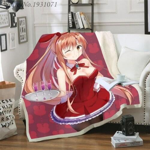 Anime Sword Art Online Funny Character Blanket 3D Print Sherpa Blanket on Bed Home Textiles Dreamlike Style 01