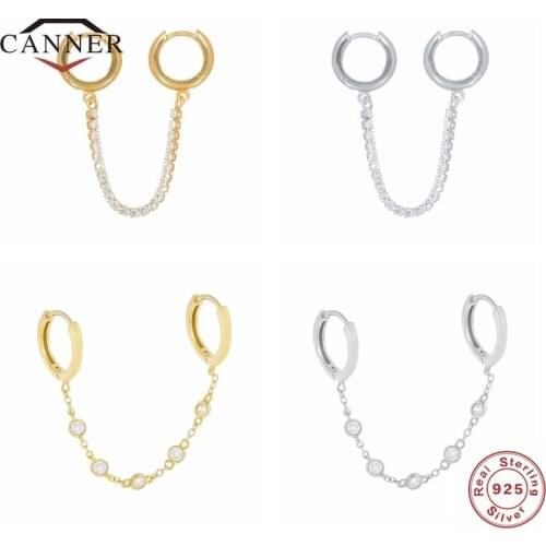 CANNER 1 Pc Double Hoops Earrings For Women 925 Sterling Silver CZ Zircon Piercing Earring Earings Ear Buckle Jewelry Pendientes