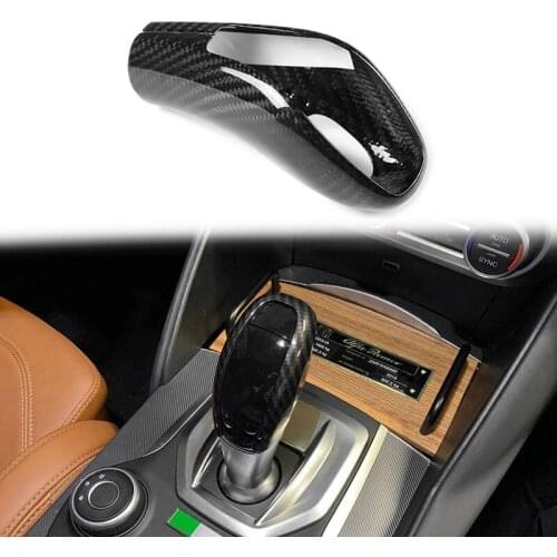 Car Carbon Fiber Gear Shift Knob Head Cover Sticker Trim for Alfa Romeo Giulia Stelvio 2020-2021 Shift Knob Cover Trim