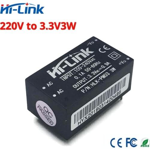 Free shipping 2 pcs/lot Hi-Link HLK-PM03 220v 3.3V 3W AC DC mini size isolated step down power supply module