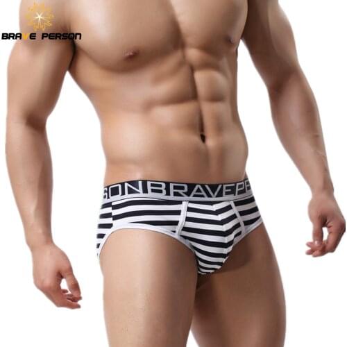 Brave Person Brand Underwear Mens Cotton Striped Briefs Underpants Men Briefs Comfortable Wide Belt Underwears Panties B1154