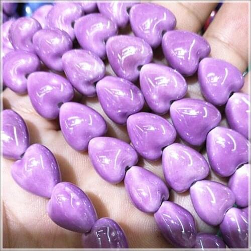 50pcs new ceramic beads heart shape porcelain beads for womens bracelets making diy beads accessories jewelry findings size 12m