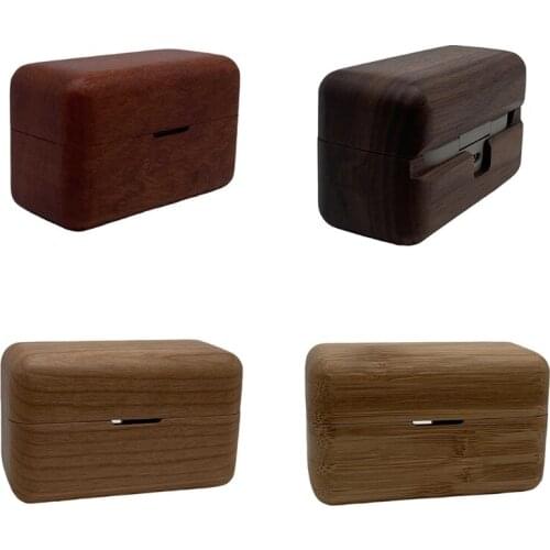 Wooden Cover Earphone Case Compatible with-S-ony WF-1000XM4 Earbuds Soft Shell