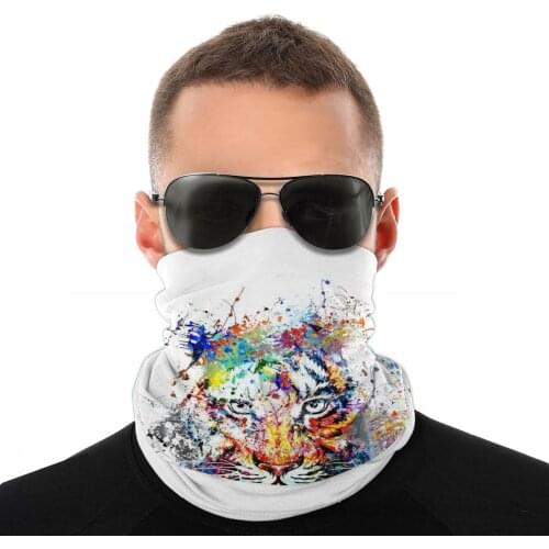 Ink Splash Tiger Scarves Neck Face Mask Men Women Neck Gaiter animal Balaclava Bandanas Protective Headband Outdoor Hiking