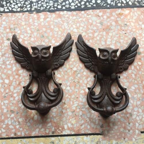 European Vintage Flying Owl Design House Cast Iron Door Handle