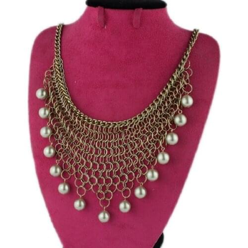 European and American accessories personality vintage necklace exaggerated luxury sweater chain light grey pearl fashion accesso