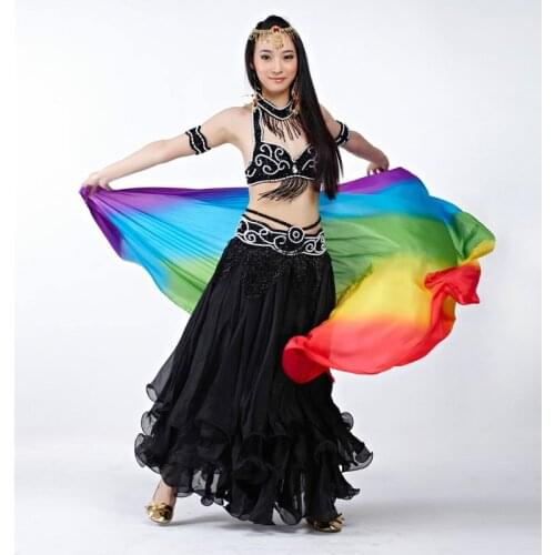 Sari indian clothing belly dance accessories 200*110cm colorful women long belly dance rainbow indian dresses sari