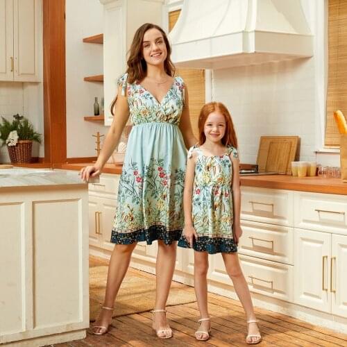 Mom Baby Summer Mother Daughter Floral Pattern Sleeveless Dress Family Matching Outfits Kids Girl Sundress Clothes