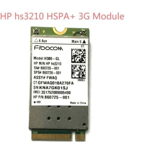 WWAN Card H380-GL HSPA+ Mobile Module M.2 860726-001 for HP ZBook 17 / 15 / 15u EliteBook 840 / 820 G4 G3 FIBOCOM HP hs3210