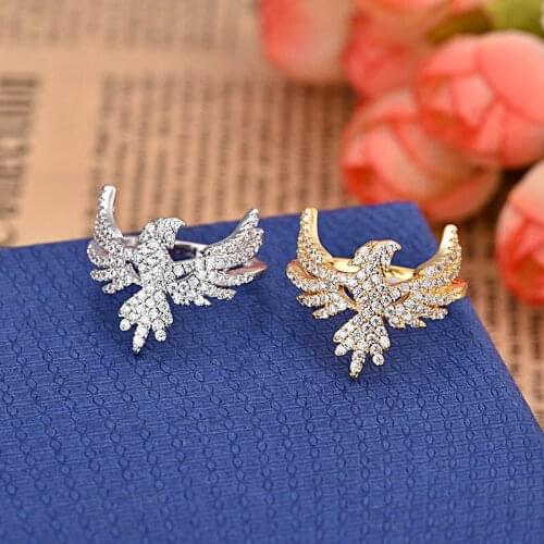 Fashion Jewelry Eagle Rings For Women Luxury Gold Color Cz Stone Party Punk Zirconia Ring Bijoux Zk30