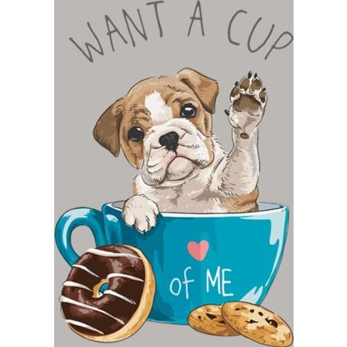 Little Bulldog Stickers On Clothes Diy Vinyl Heat Transfer Tops Appliqued Fashion Diy Accessories Patch Cup Dog