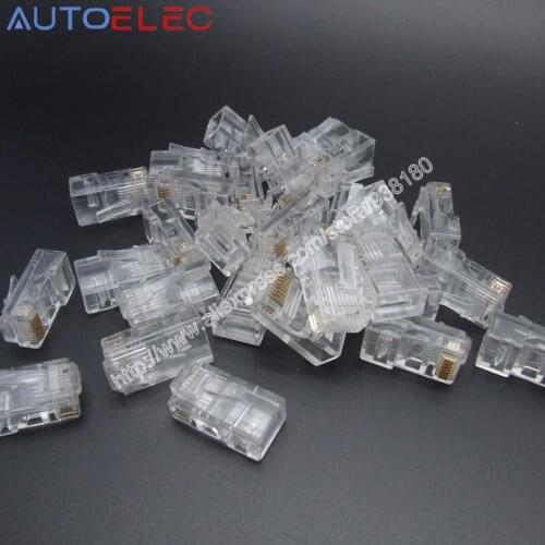 50PCS CZT Crystal head Gold-plated New RJ45 Plug Cat5E Cat5 RJ45-8P8C G/F LB M Lan Network Connector