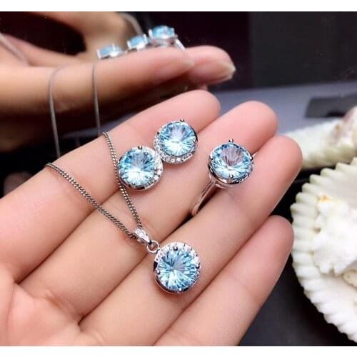 New Design Topaz Set Natural Real Topaz 925 sterling silver 1pc Topaz pendant,1pc Topaz ring,2pcs Topaz Earring