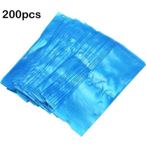 200pcs Tattoo Clip Cord Sleeves Medical Hygiene Machine Cover Bags Tattoo Clip Protector Caring Bag Blue Tattoo Accessories