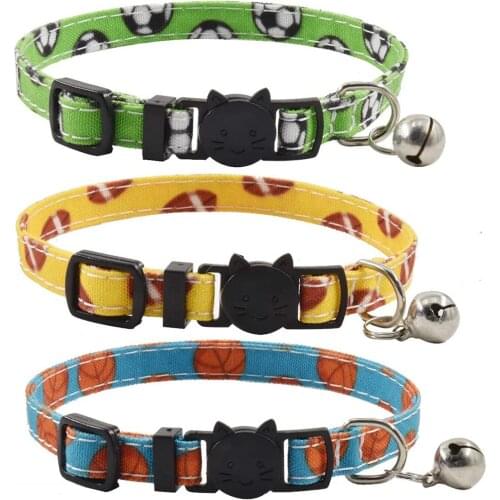 3 Pcs Breakaway Cat Collars with Bell Football Basketball Soccer Ball Cute Kitten Collars Safety Adjustable Kitty Collar for Cat