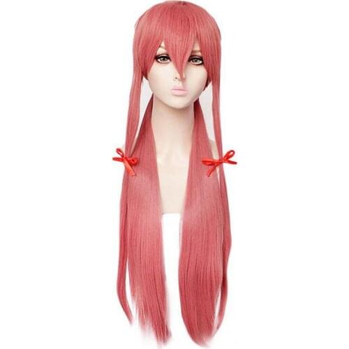 36'' 90cm Long Pink Yuno Gasai Wig The Future Diary Mirai Nikki Yuno Heat Resistant Hair Cosplay Costume Wigs + Wig Cap