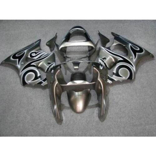 Plastic Racing Injection Motorcycle parts for Kawasaki Ninja ZX6R fairing kit 2000 2001 2002 silver black set zx6r 00 01 02 WA67