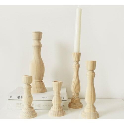 Primary Color Solid Wood Candlesticks For Candelabro Centerpiece Vintage Living Room Dining Holder Table Incense Stick