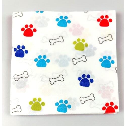 Dog Paw Theme Towels Kids Boys Favors Napkins Happy Birthday Events Party Tableware Supplies Baby Shower Decoration 20pcs/pack
