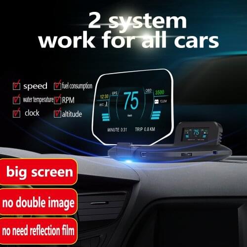 Projector Head Up Display Digital Car Speedometer Water Oil Temp RPM MPH KMH HUD OBD2+GPS Dual Mode Auto Electronic Accessories