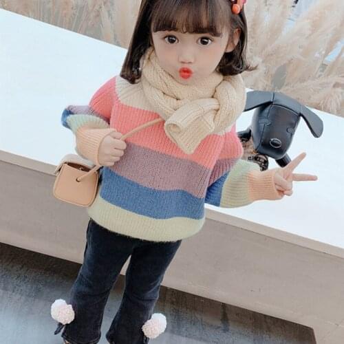 Rainbow Knitting Pullover Cotton Kids Spring Autumn Boys' / Girls' Sweater Tops Sports Bottoming Children Clothes High Quality