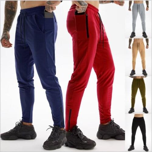 Mens Sweatpants Joggers Pants Sport Running Fitness Jogging Pants Men Sports trousers Track Bottom With Pockets and Zippers Male