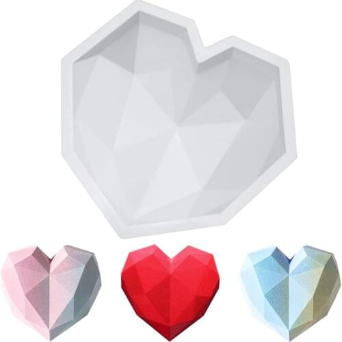 3D Diamond Love Heart Shape Silicone Molds for Baking Sponge Chiffon Mousse Dessert Cake Molds Food Grade