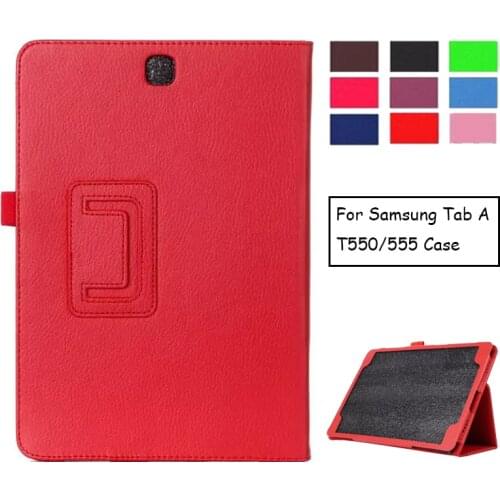 For Samsung Galaxy Tab A 9.7 SM-T550 SM-T551 SM-T555 T550 Case Folding Flip Stand PU Leather Cover Shell Stand Case