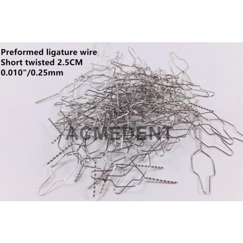 100~1000Pis Dental Preformed Ligature Wires Ties Bracket Short Twist End Wire Kobayashi Orthodontic 0.010"