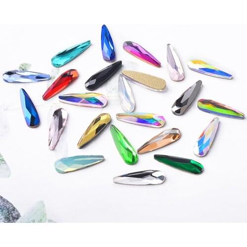10Pcs 3x10mm Teardrop Gold Back 5A Top Quality Color Crystal Glass Rhinestone Glue On Accessories DIY Garment Dress Making