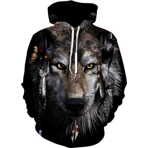 Wild Wolf Printed Hoodie Men 3d Brand hoodies autumn/winter Sweatshirts Animal Jackets harajuku Tracksuit retro gothic clothes