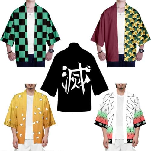 Tops Demon Slayer Kimetsu No Yaiba Tanjiro Kamado Tomioka Giyuu Cosplay costume for Men Women Cardigan Jackets Japanese Kimono