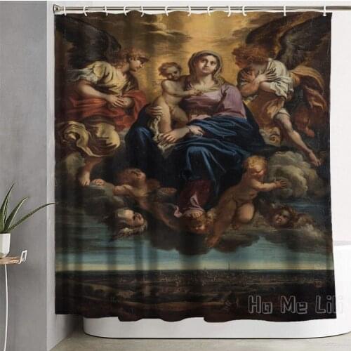 Woman And The Child In Her Arms Waterproof Bathroom Curtain Decor