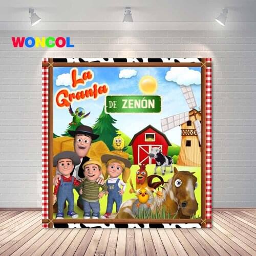Woncol La Granja De Zenón Photography Backdrop Kids Birthday Baby Shower Farm Photo Background Blue Sky Vinyl Photo Booth Props
