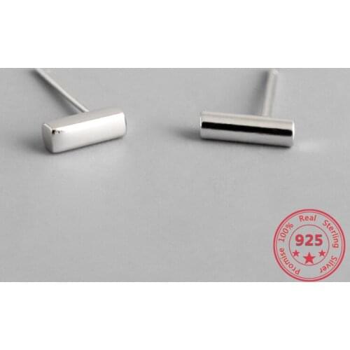 Factory Price 100% 925 Sterling Silver Ear Stud Small Square Column Small Cylindrical Shape Simple Style Trendy Female Jewelry