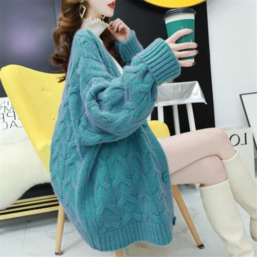 Simple Twist Thick Sweater Cardigan Women Loose Oversized 2021 Autumn New Single-breasted Ladies Casual Knitted Jacket ZY5774