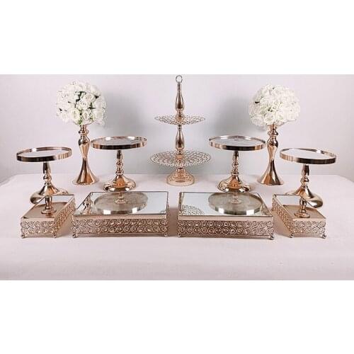 1pcs gold mirror Cake Stand Metal Dessert Table Cake Tray Christmas Birthday Party Macaron Cupcake Rack Stand For Wedding