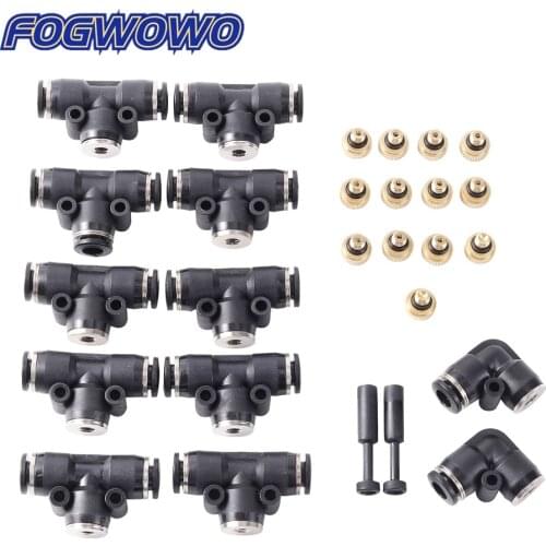 1Set Garden Irrigation Misting System Atomization Nozzle 4/6 PU Pipe Connector Kit Outdoor Patio Cooling Humidity Nebulizer