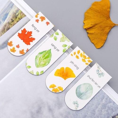 1pcs Autumn Bookmarks Bookmark Markers Leaf Simple Plant Magnet Bookmark Paper Clip School Office Supplies