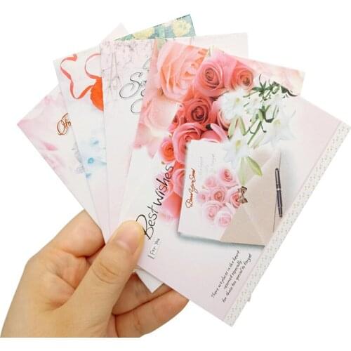 10pcs/pack 70*104mm Flower Blessing Small Greeting Card Mini For Gift And Message Card