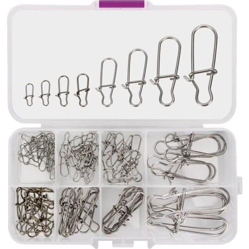 100Pcs Hooked Snap Pin Fishing Swivel Stainless Steel Fishing Bait Connector Fishing Tackle Tool Accessories Pesca