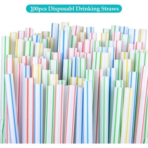 100 PARTY Drinking STRAWS Bendable Flexible Plastic Bendy Straw Assorted Color