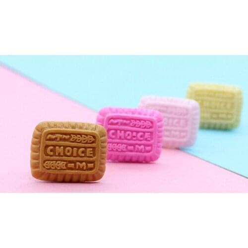 20pcs Diy Colorful Resin Simulation Biscuits Cabochon Children Headwear Scrapbookiing Mini Decorate Parts Kawaii Embellishments