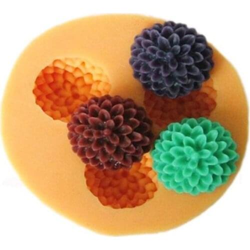 3 Holes Chrysanthemum&Flower Shaped 3D Silicone Cake Mold Soap Mold Fondant Cake Decorating Tools E725