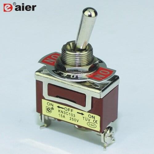 3Pcs KN3C-103 Toggle Switches High Quality Switch 15A 125VAC 10A 250VAC ON-OFF-ON 3 Positions 3 Terminal SPDT In Brown Color